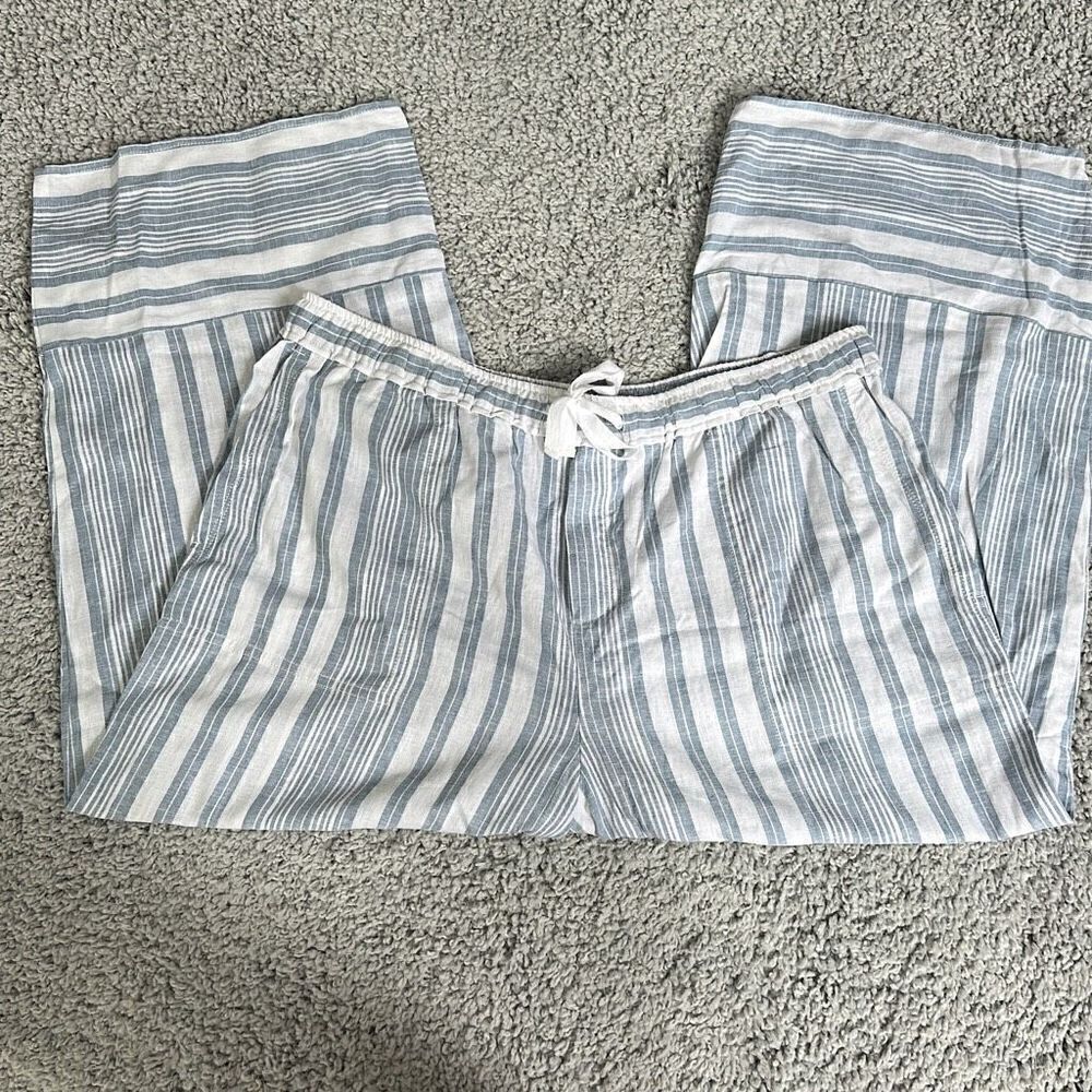 Casa Cabana Line Striped Wide Leg Cropped Pants, Size XL